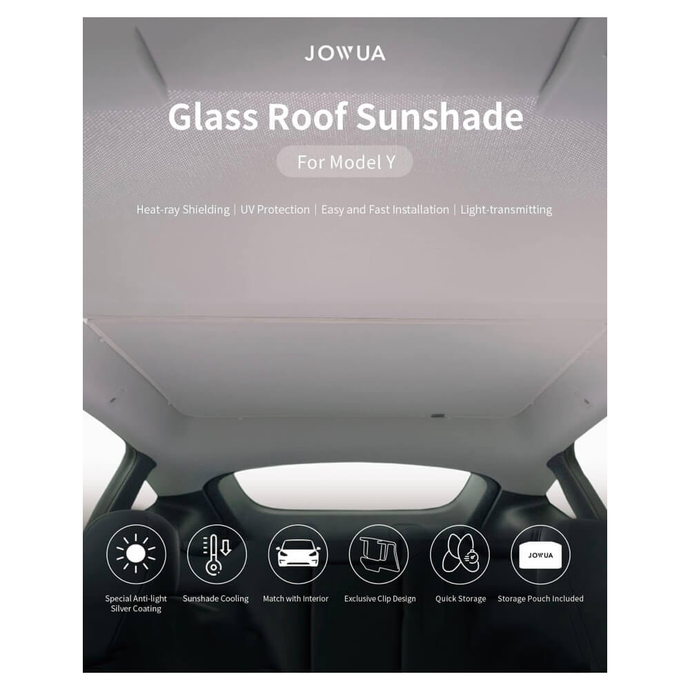 ม่านบังแดดหลังคา JOWUA GLASS ROOF SUNSHADE สำหรับ MODEL Y 2021-2024 สีขาว